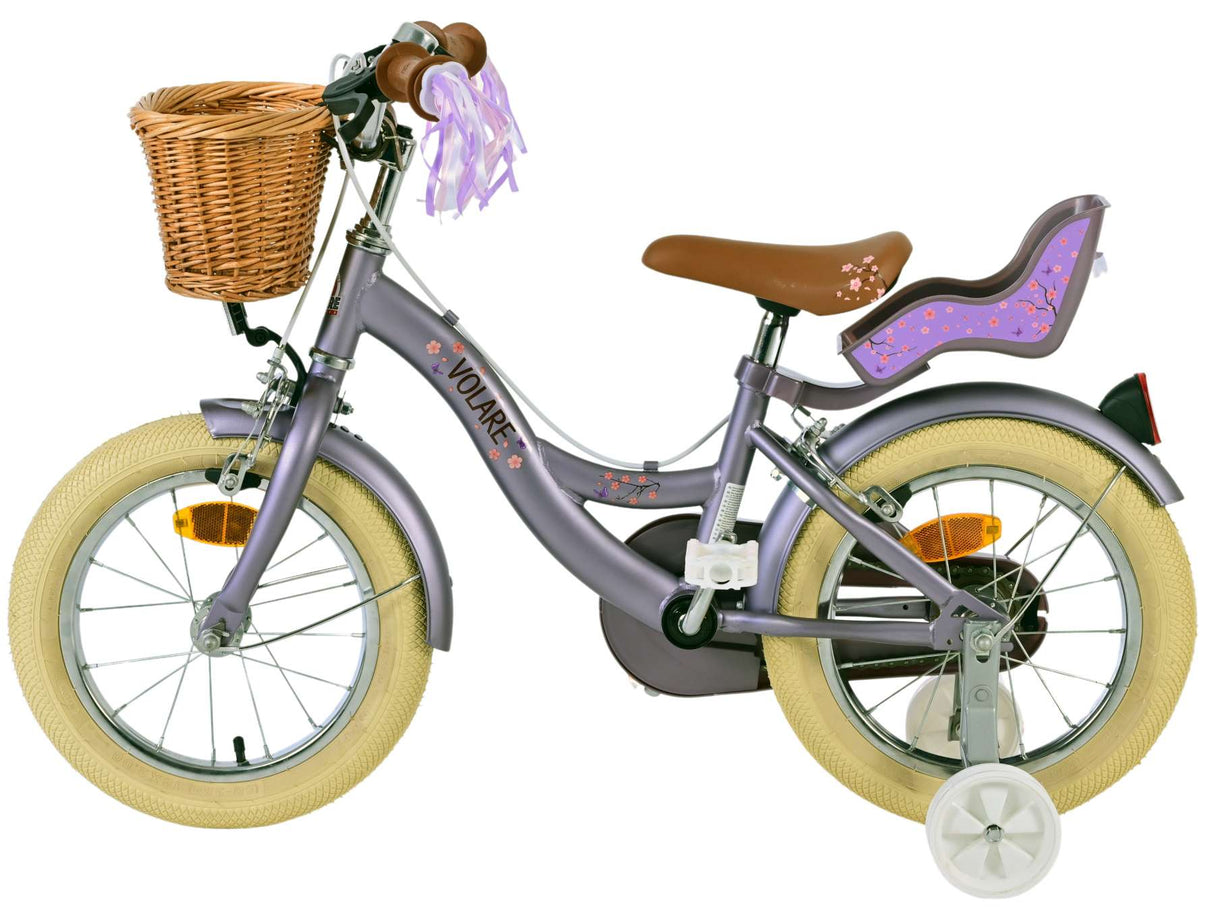 Volare blossom kinderfiets - meisjes - 14 inch - paars - twee handremmen