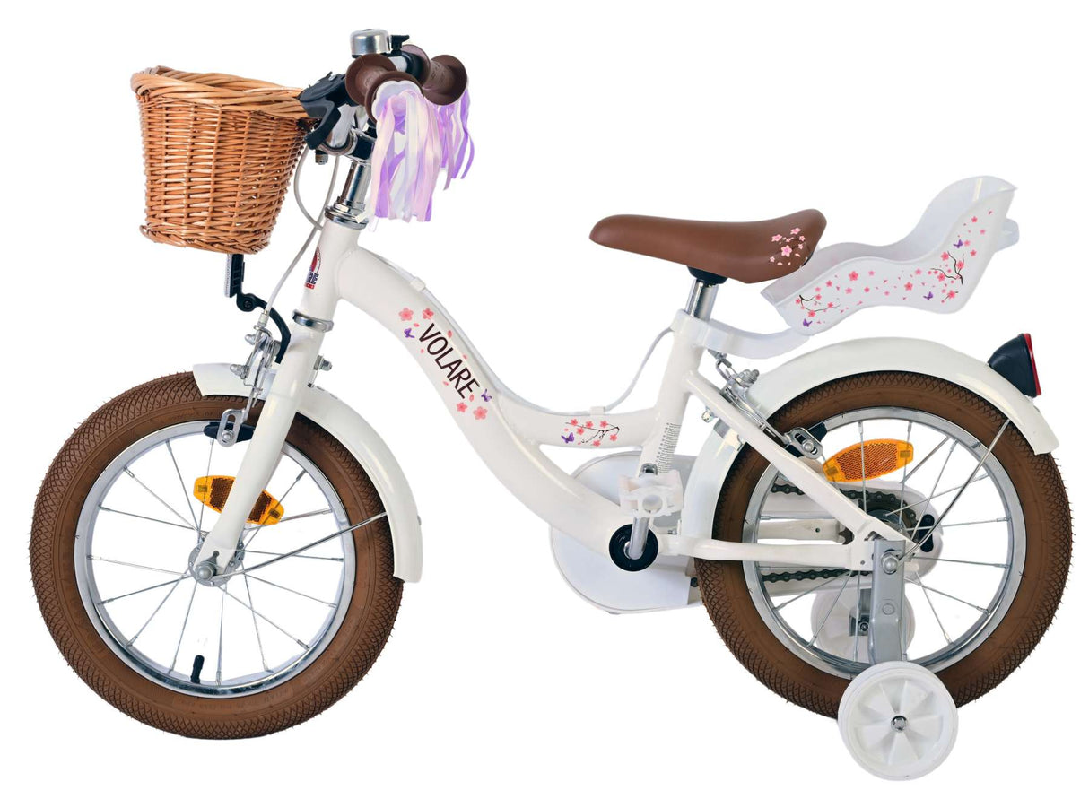 Volare Blossom Kinderfiets Meisjes 14 inch Wit Twee Handremmen