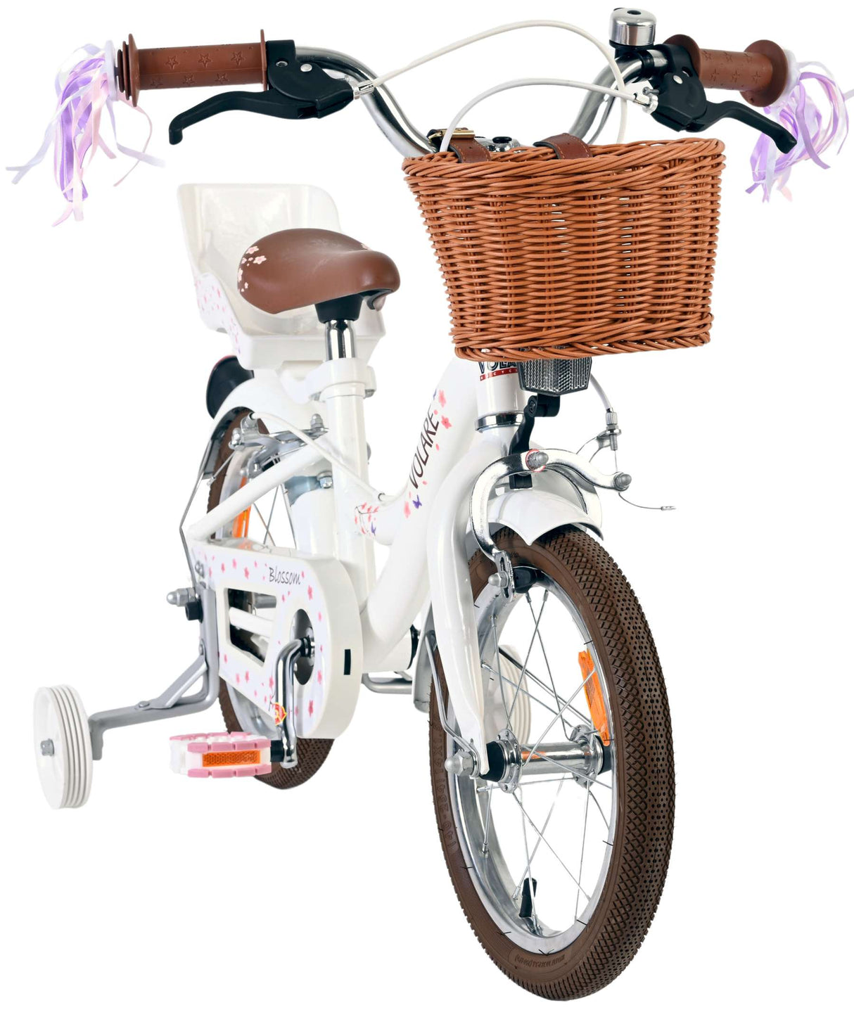Volare blossom kinderfiets - meisjes - 14 inch - wit - twee handremmen