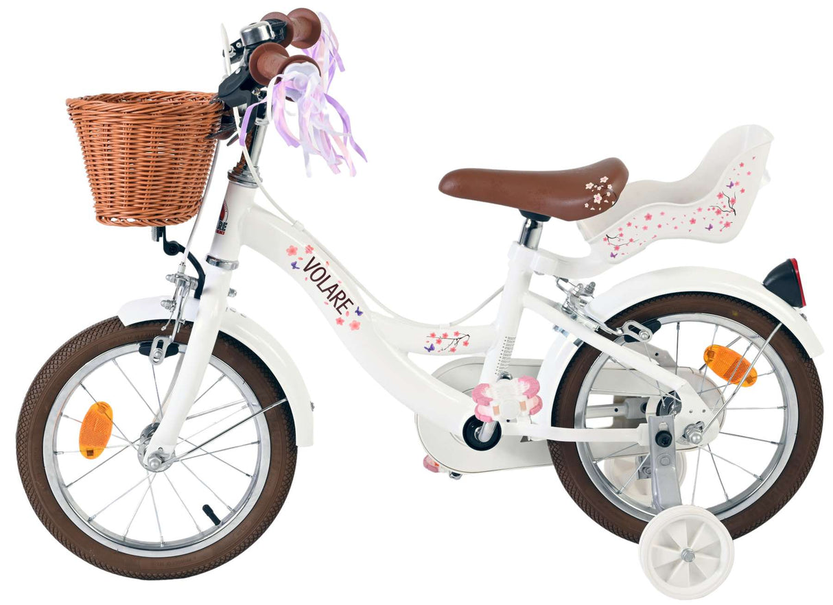 Volare blossom kinderfiets - meisjes - 14 inch - wit - twee handremmen