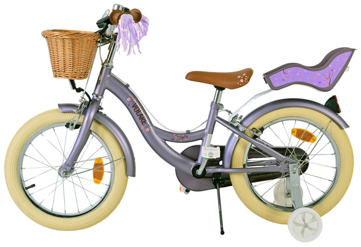 Volare blossom kinderfiets - meisjes - 16 inch - paars - twee handremmen