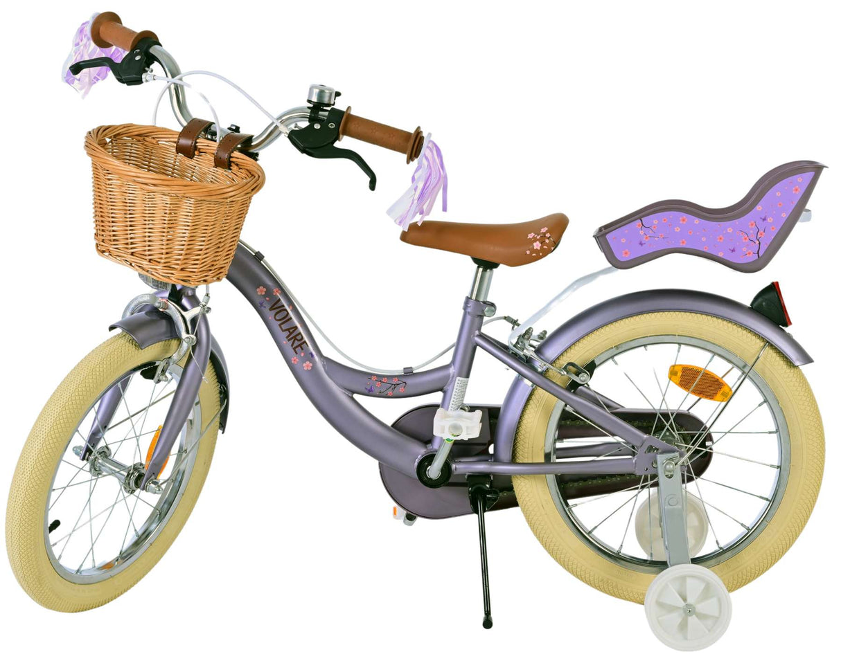 Volare blossom kinderfiets - meisjes - 16 inch - paars - twee handremmen
