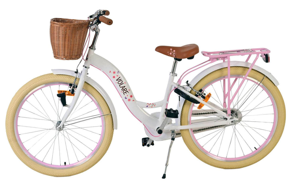 Volare blossom kinderfiets - meisjes - 24 inch - wit - twee handremmen