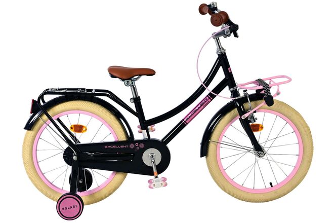 Volare uitstekende kinderfiets - meisjes - 18 inch - zwart - 95% afgemonteerd