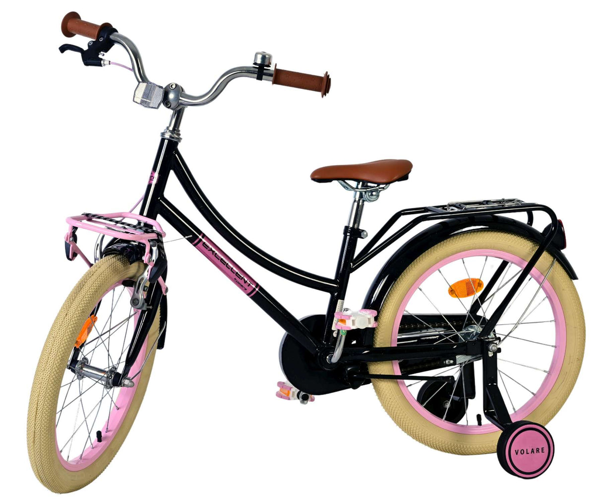 Volare uitstekende kinderfiets - meisjes - 18 inch - zwart - 95% afgemonteerd