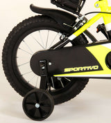 Volare Sportivo Kinderfiets Jongens 14 inch Neon Geel Zwart Twee Handremmen 95% afgemonteerd