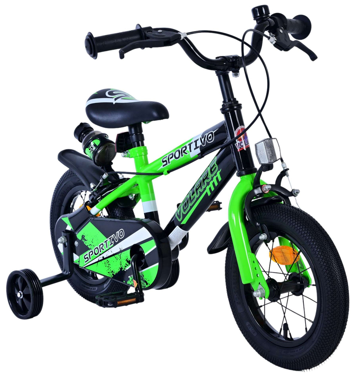 Volare sportivo kinderfiets - jongens - 12 inch - groen zwart - twee handremmen