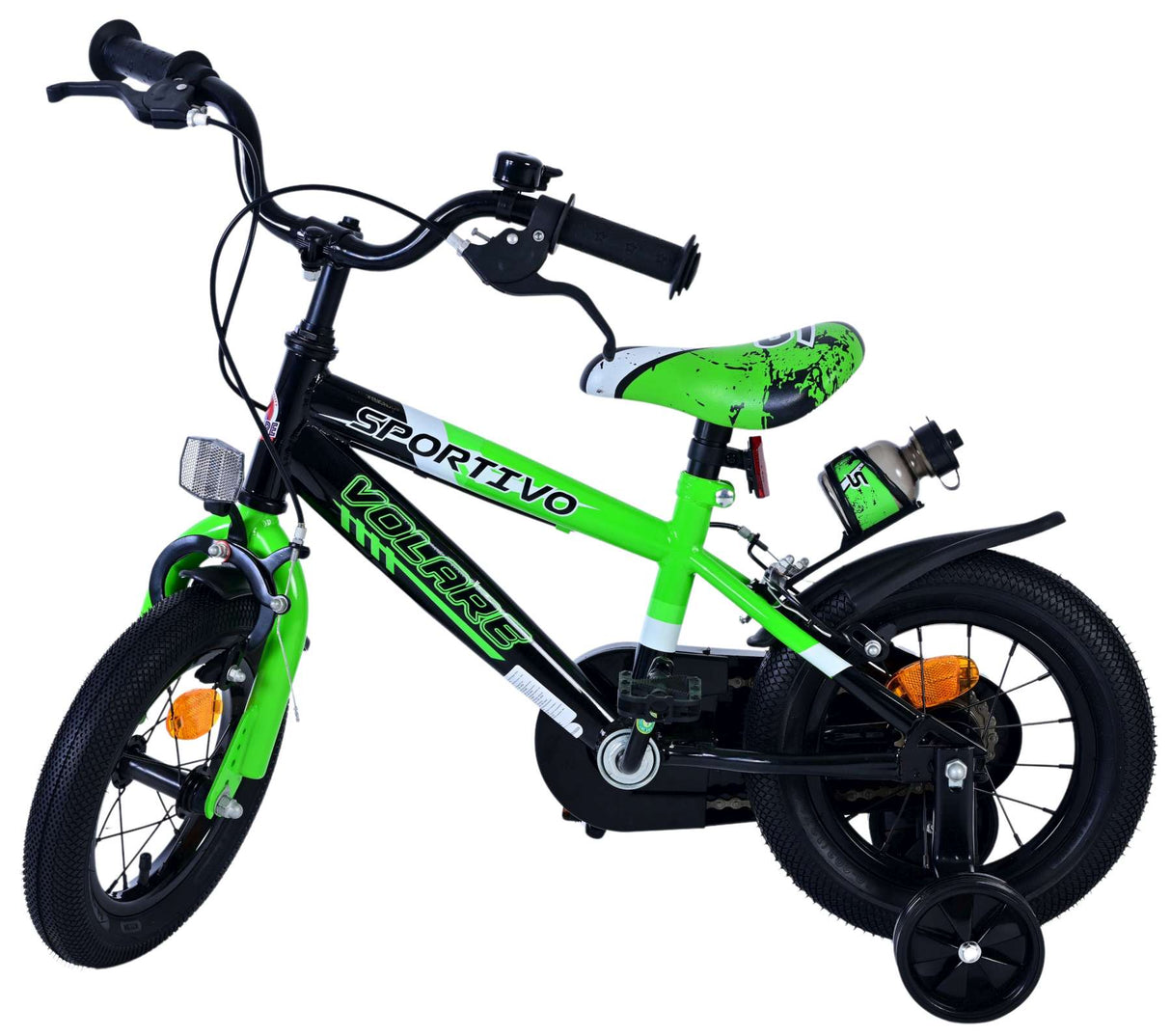 Volare sportivo kinderfiets - jongens - 12 inch - groen zwart - twee handremmen