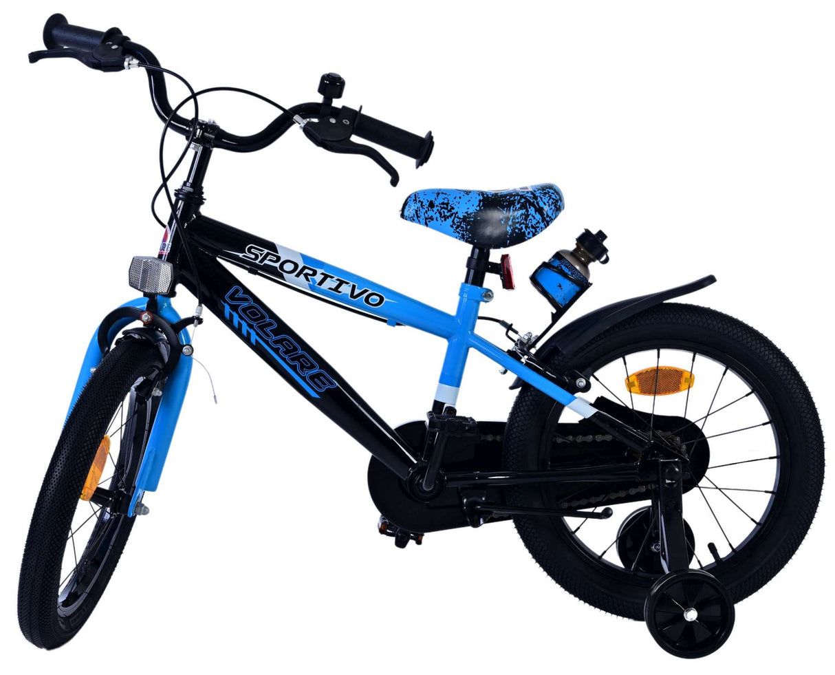 Volare sportivo kinderfiets - jongens - 16 inch - blauw zwart - twee handremmen