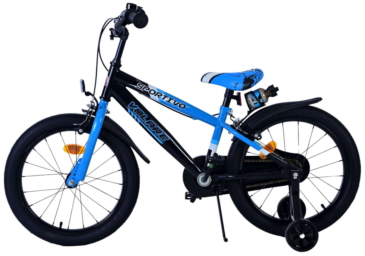 Volare sportivo kinderfiets - jongens - 18 inch - blauw zwart - twee handremmen