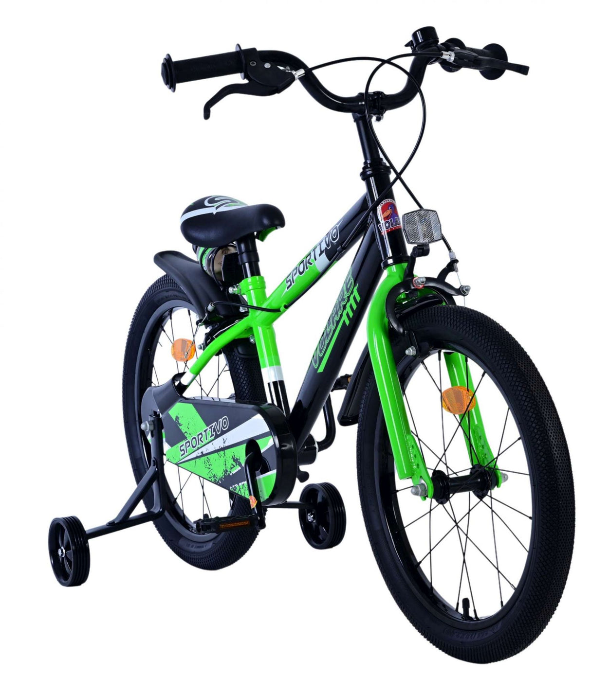 Volare sportivo kinderfiets - jongens - 18 inch - groen zwart - twee handremmen