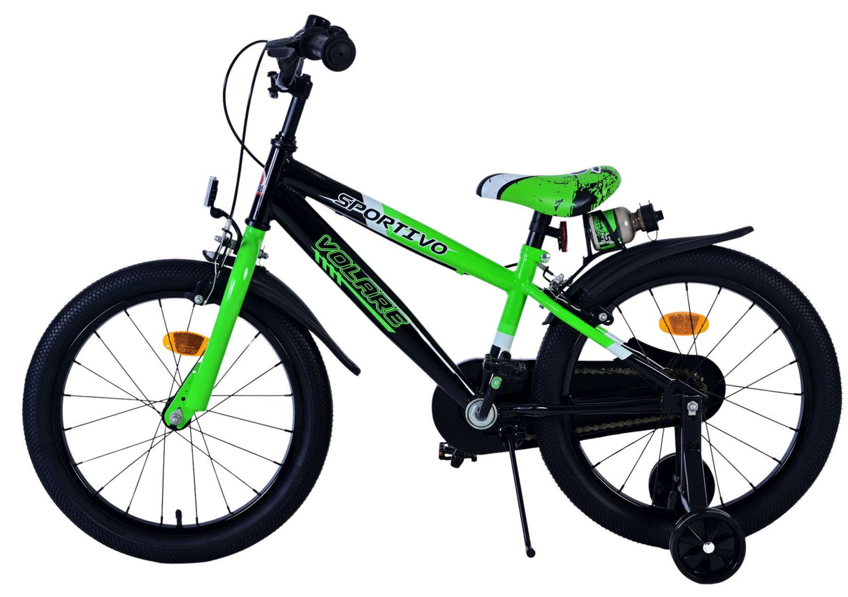 Volare sportivo kinderfiets - jongens - 18 inch - groen zwart - twee handremmen