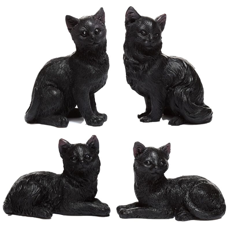 Zwarte kat collector's miniatuur beeldjes