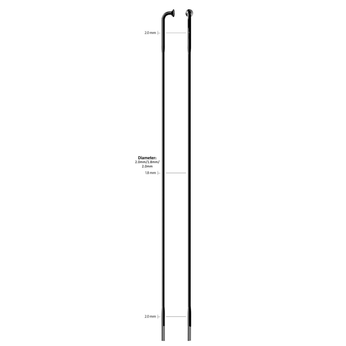 Sapim spaak 14-256l race rvs zwart zonder nippel (100st)
