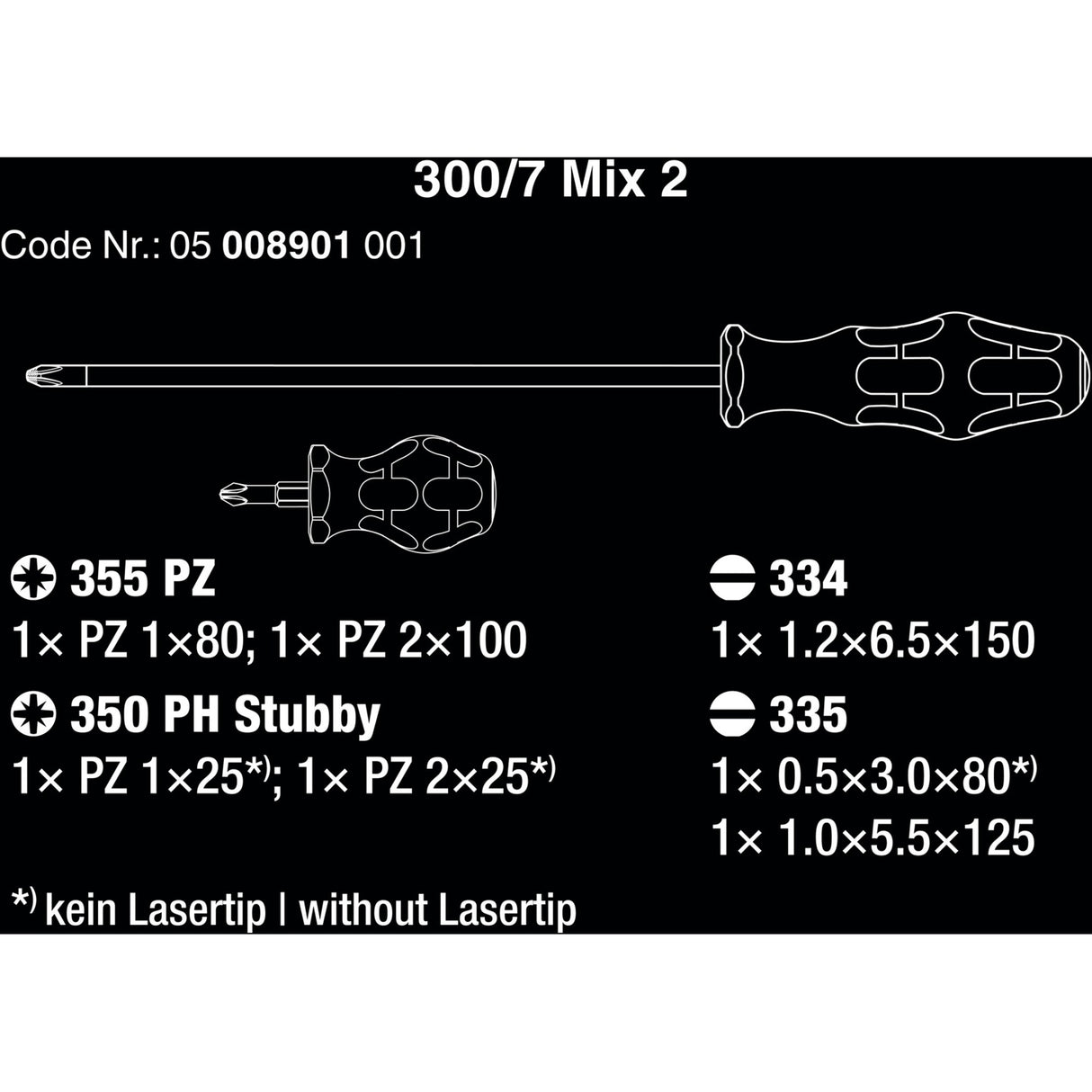 Wera 300 7 Mix 2 schroevendraaierset