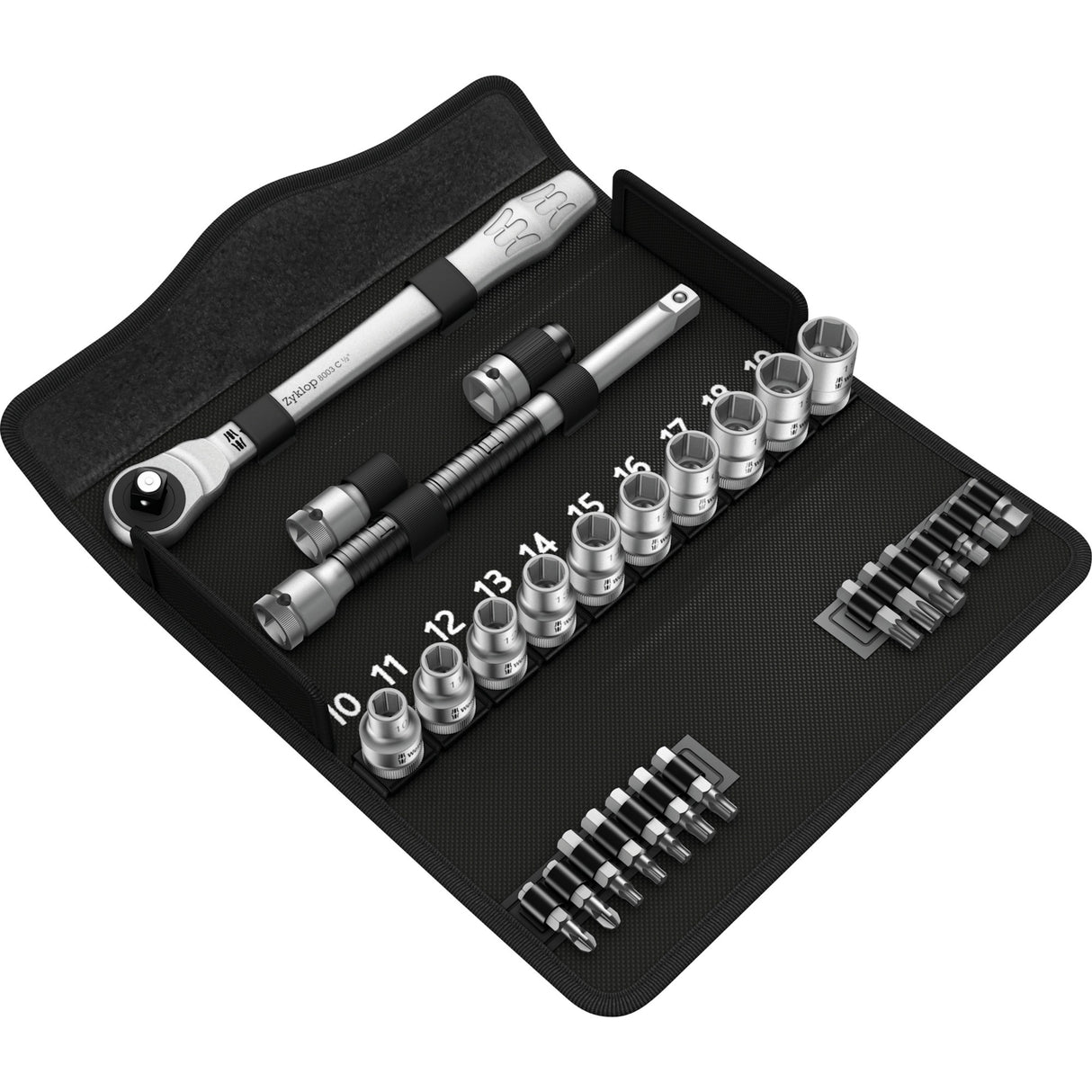 Wera 8100 SC 7 Zyklop Metal-ratelset met doorsteekvierk