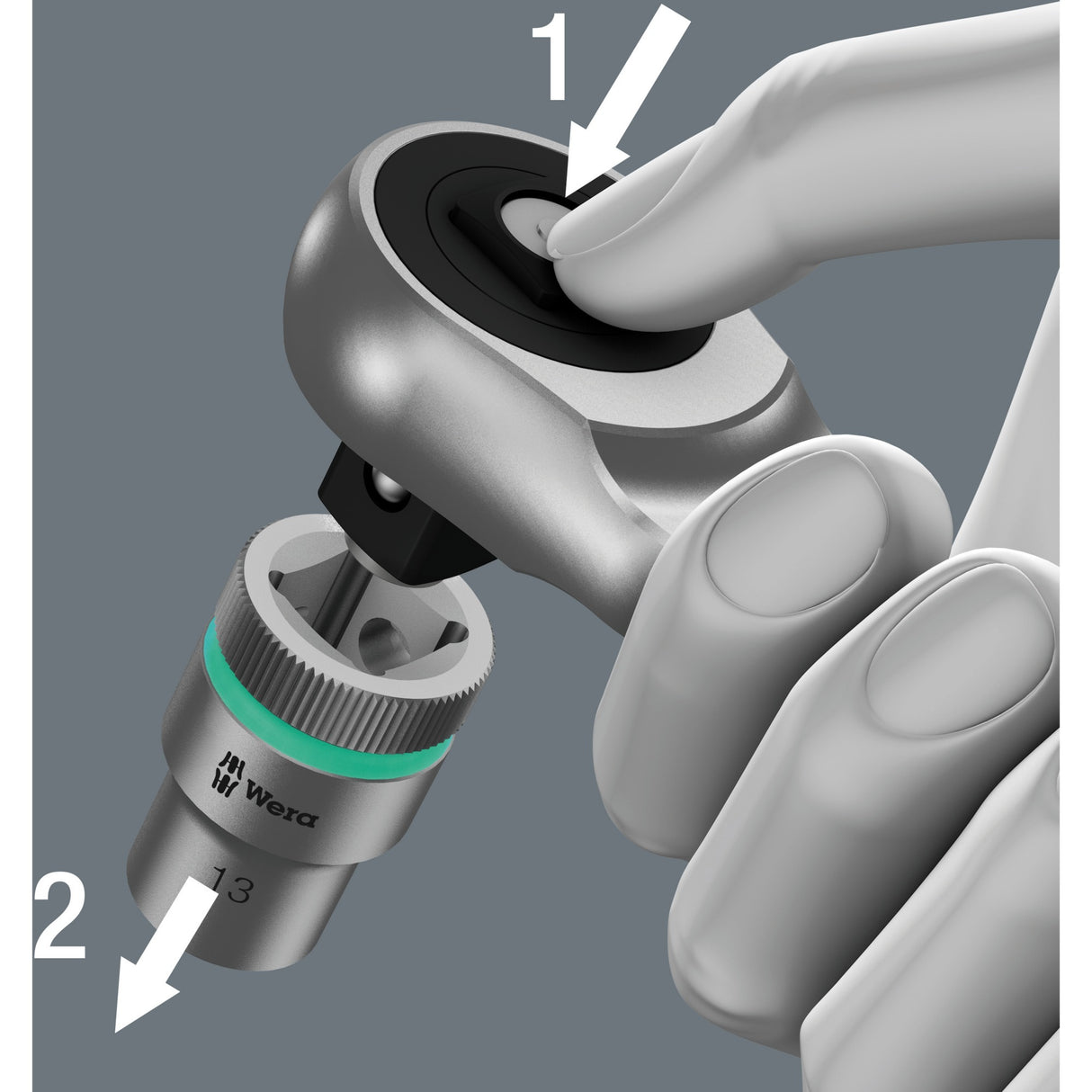 Wera 8100 SC 7 Zyklop Metal-ratelset met doorsteekvierk