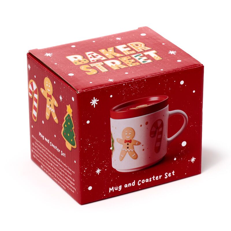 Kerstmis baker street porselein mok onderzetter set