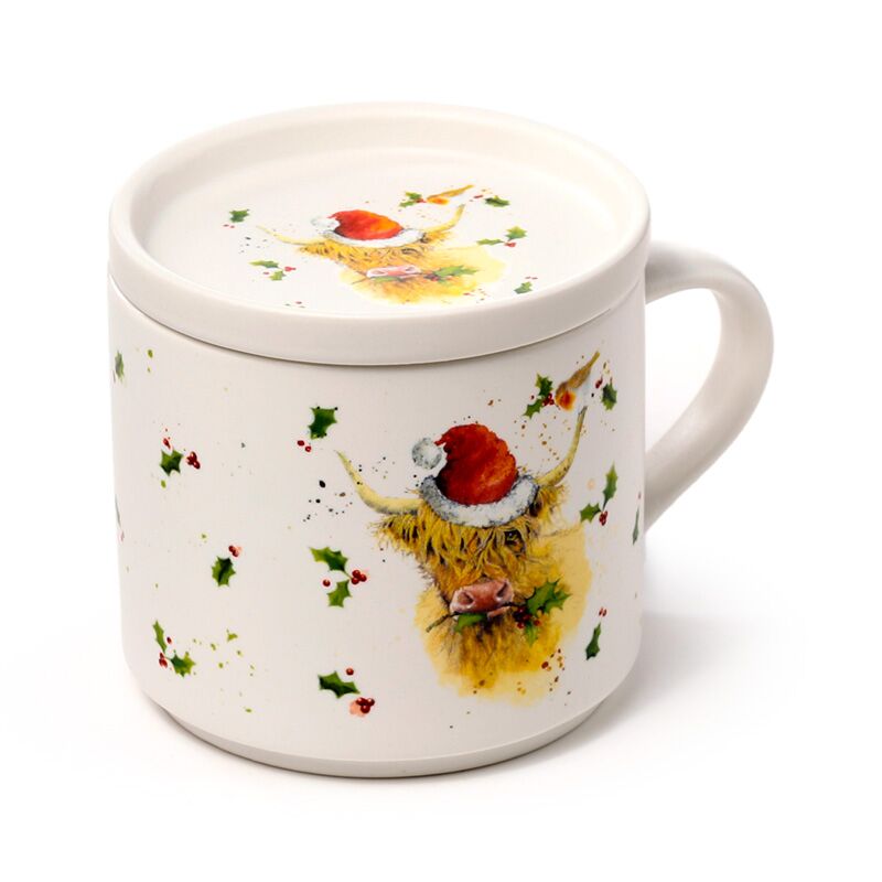 Kerstmis jan pashley highland koe porselein mok onderzetter set