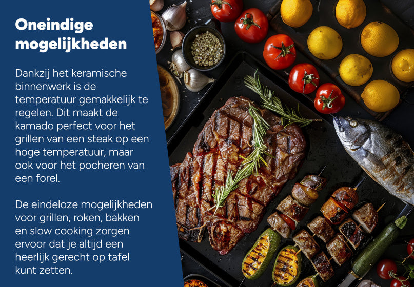Arbaer Kamado Medium Ø 16 inch met Frame Keramisch Zwart