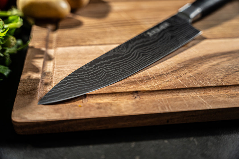 Arbaer koksmes 20 cm japanse damascus print pakka houten handvat