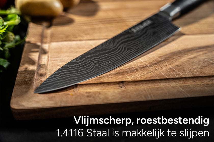 Arbaer messenset 3-delig japanse damascus print pakka houten handvat