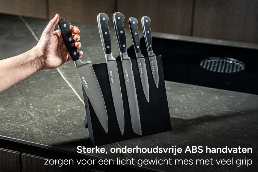Arbaer messenset met magnetisch blok 6-delig handvatten in geschenkdoos