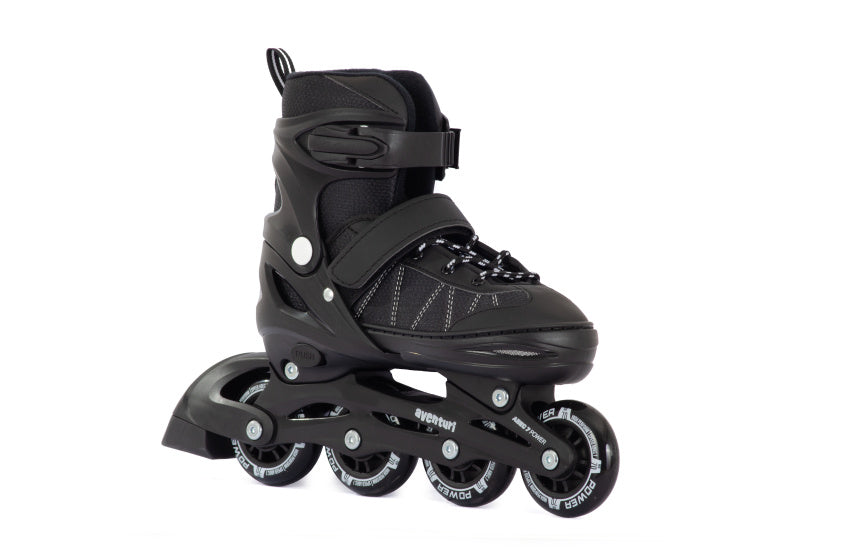 Aventuri verstelbare inline skates semi-softboot zwart maat 38-41 (l)