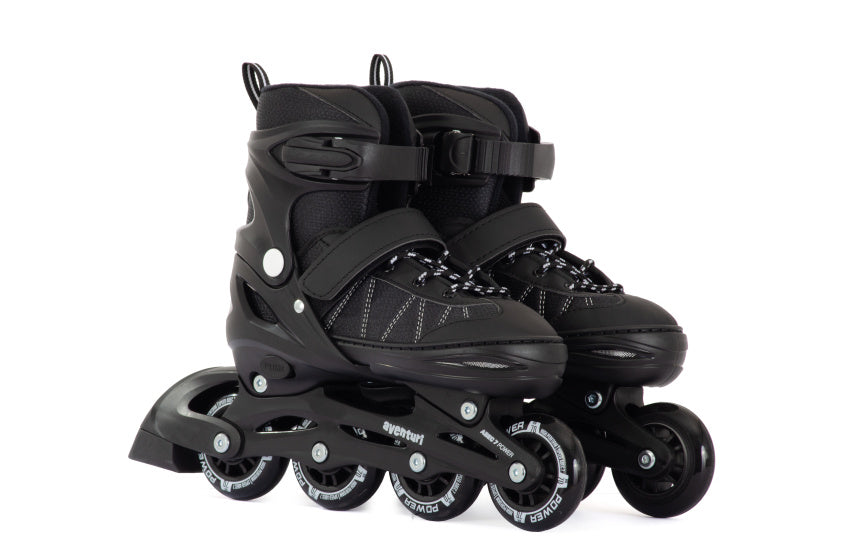 Aventuri verstelbare inline skates semi-softboot zwart maat 38-41 (l)