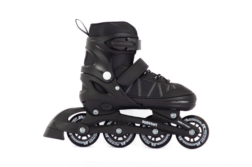 Aventuri verstelbare inline skates semi-softboot zwart maat 38-41 (l)