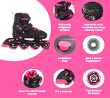 Aventuri verstelbare inline skates semi-softboot zwart roze maat 38-41 (l)