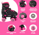 Aventuri verstelbare rolschaatsen semi-softboot zwart roze maat 27-30 (xs)
