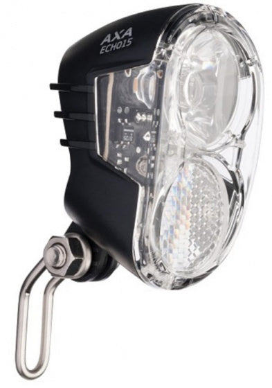 Axa Koplamp Echo 15 lux led naafdynamo fietsaccu voorvork zwart