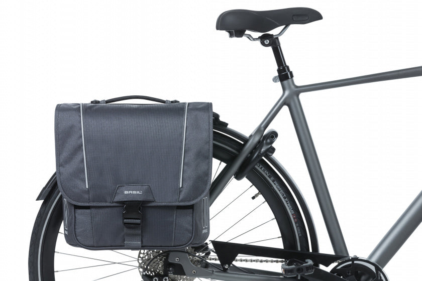 Basil Sport Design Dubbele Fietstas Antraciet Elektrische fiets Unisex Reflecterend