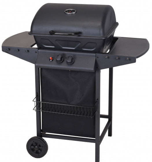 Vaggan 2-pits barbecue op wielen 100 cm RVS zwart