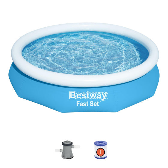 Bestway opblaaszwembad fast set met pomp rond 305-s