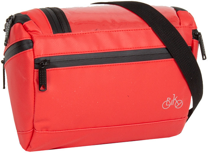Bike carbon waterafstotende stuurtas met schouderhengsel 5l rood