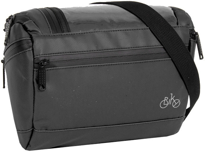 Bike carbon waterafstotende stuurtas met schouderhengsel 5l zwart
