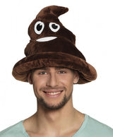 Boland Hoed poep emoticon unisex 30 cm bruin