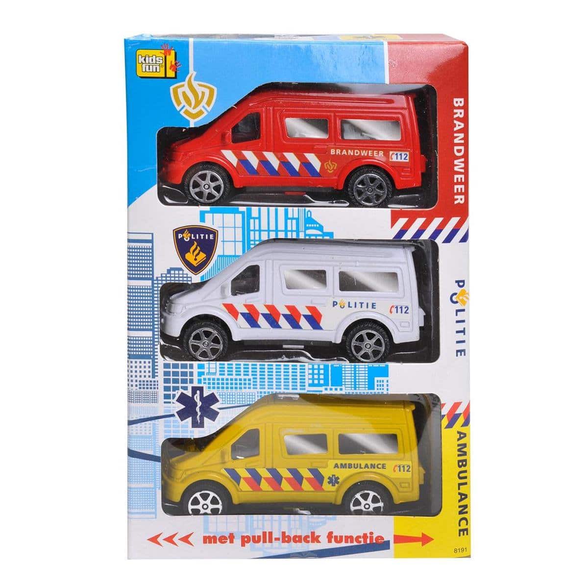 Jonotoys kids fun emergency auto apos;s van kunststof, politie ambulance en brandweer