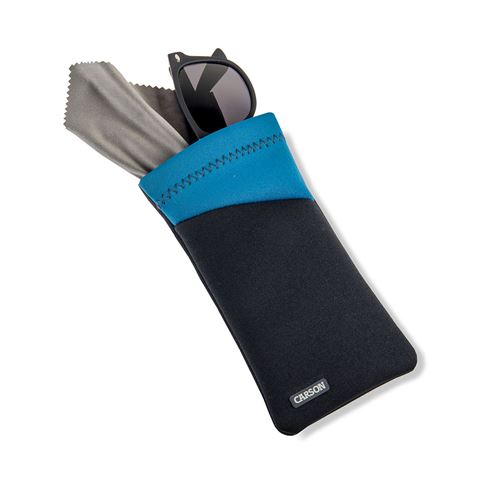 Carson neoprene brillenhoesje met microvezeldoekje - grijs blauw
