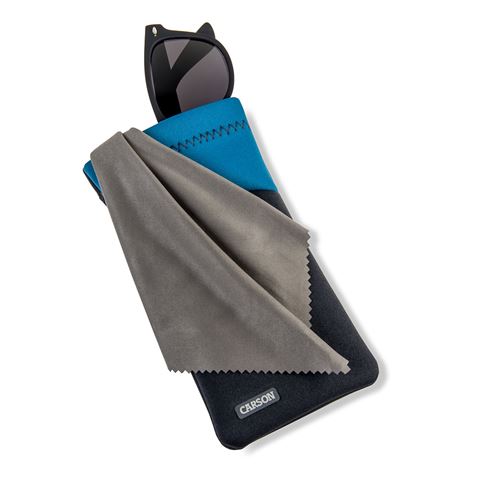 Carson neoprene brillenhoesje met microvezeldoekje - grijs blauw