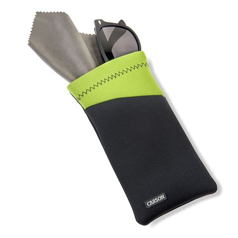 Carson neoprene brillenhoesje met microvezeldoekje - grijs groen