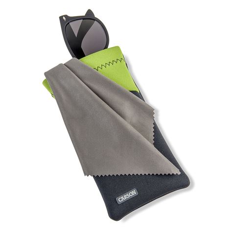 Carson neoprene brillenhoesje met microvezeldoekje - grijs groen