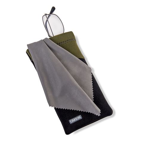 Carson neoprene brillenhoesje met microvezeldoekje - zwart olijf