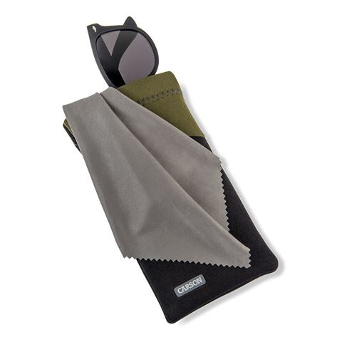 Carson neoprene brillenhoesje met microvezeldoekje - zwart olijf