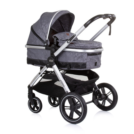 Chipolino Aspen Opvouwbare 3-in-1 Kinderwagen met Luiertas Graphite Grey