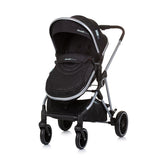 Chipolino aura opvouwbare 3-in-1 kinderwagen met luiertas obsidian zwart zilver