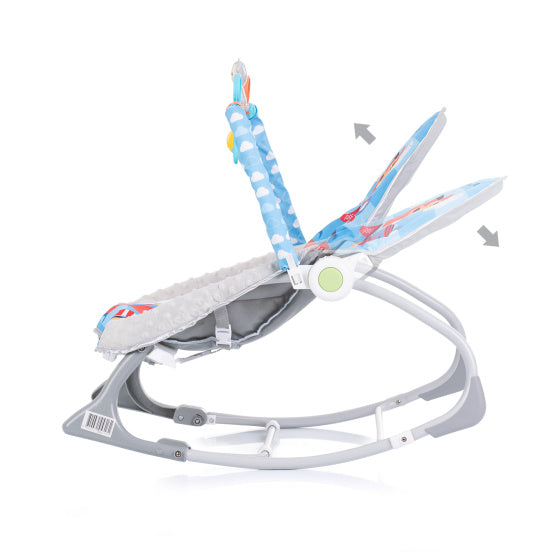 Chipolino baby spa wipstoel met muziek en kalmerende trillingen blauw grijs