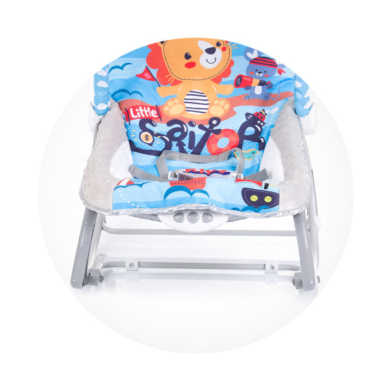 Chipolino baby spa wipstoel met muziek en kalmerende trillingen blauw grijs